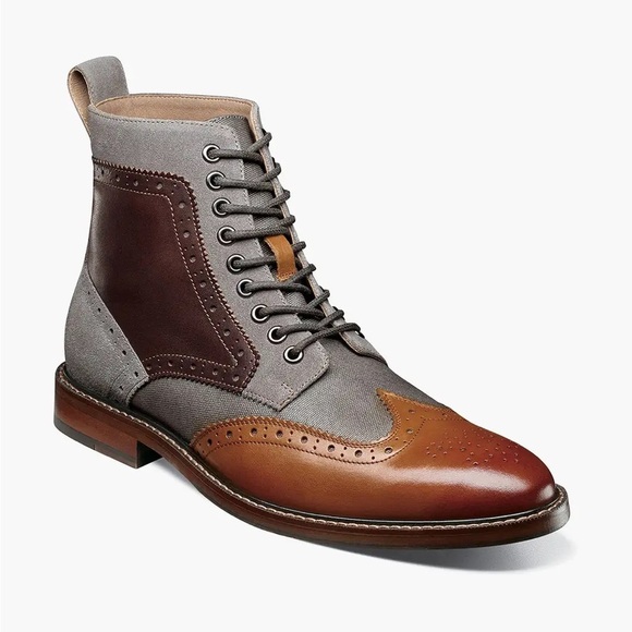 Stacy Adams Finnigan Wingtip Lace Up Boot Size 8.5 - Picture 1 of 12